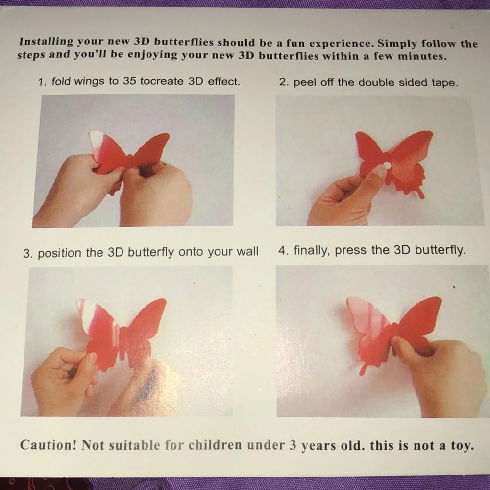 3D Butterfly Decoration Rose‎ Gold Pack New